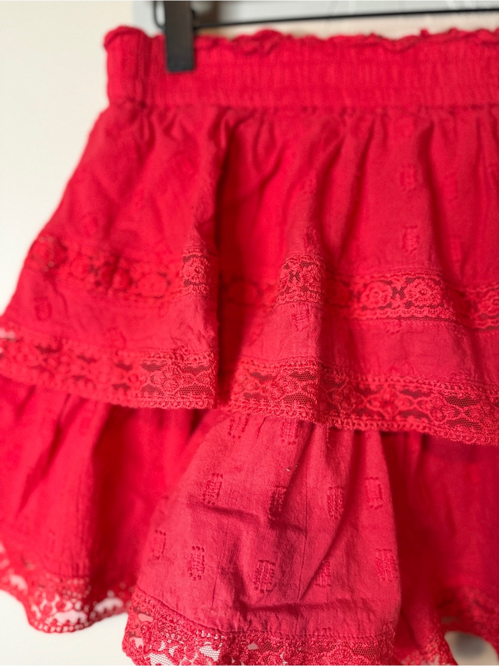 Altar'd State Red Tiered Ruffle Shorts - Picture 4 of 6